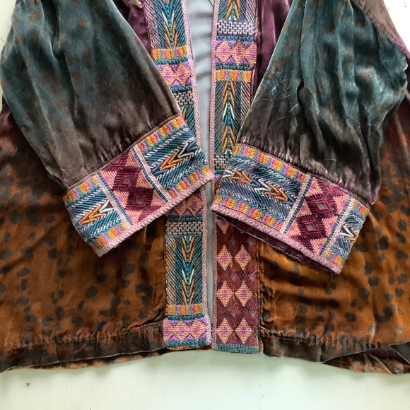 NWT Johnny Was embroidered Ombre Cheetah velvet kimono jacket Small - Picture 5 of 14